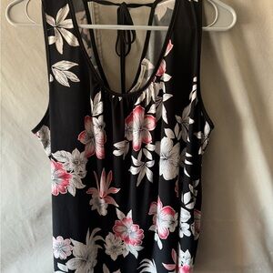 Simply irresistible, extra large, soft, satin floral tank top with a tie